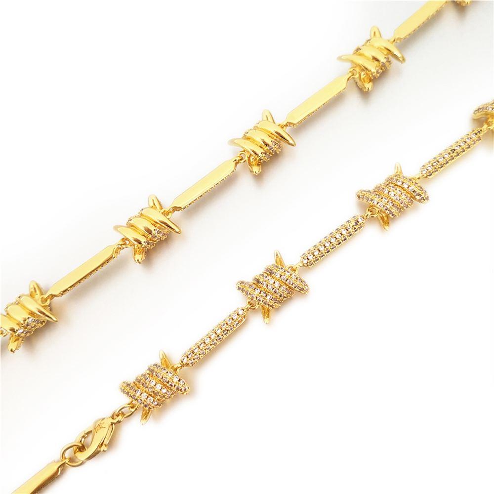 Barb Wire Link CZ Iced Out Chain Bling
