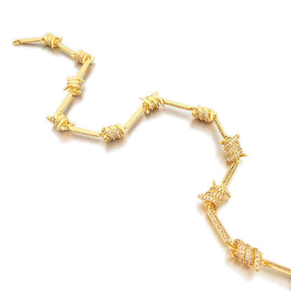 Barb Wire Link CZ Iced Out Chain Bling