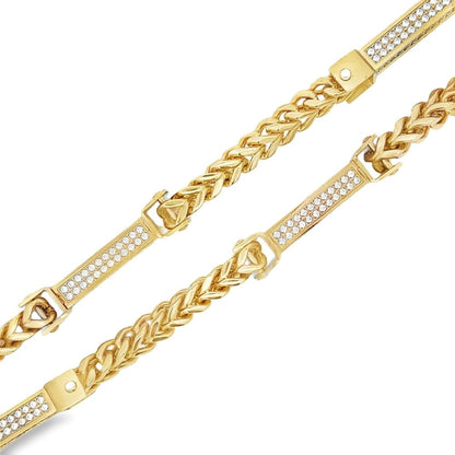 Bars Franco CZ Iced Out Chain Stainless Steel