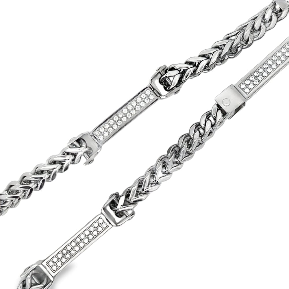 Bars Franco CZ Iced Out Chain Stainless Steel