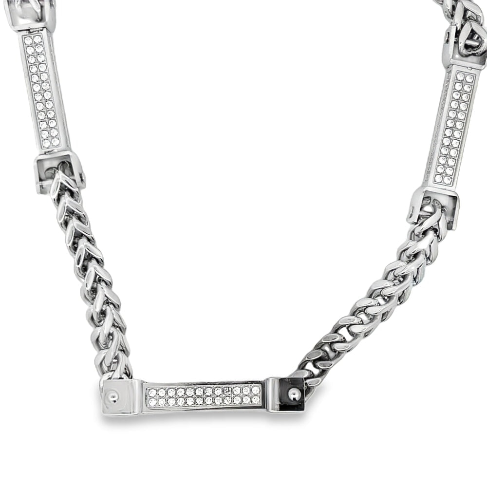 Bars Franco CZ Iced Out Chain Stainless Steel