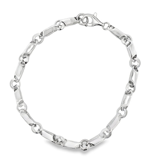 Bars & Loops Link Bracelet .925 Sterling Silver