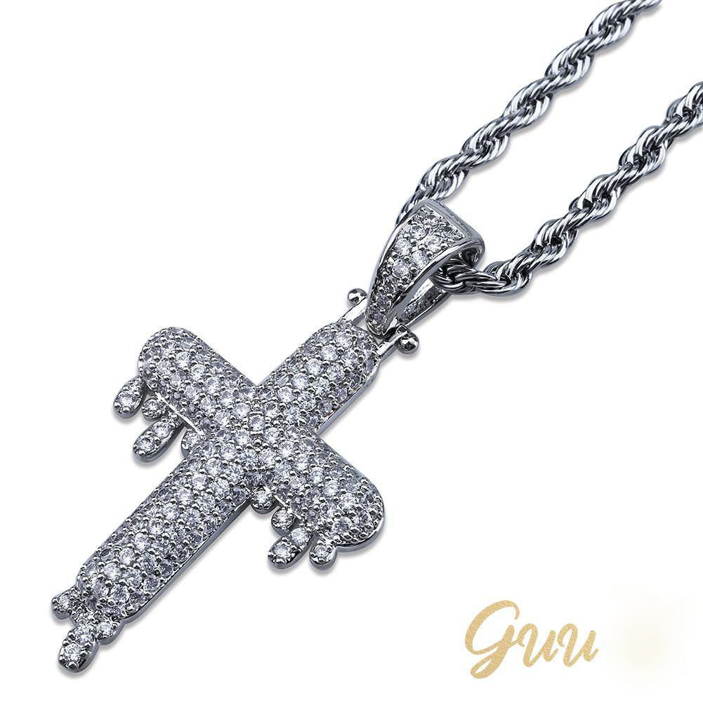 18K Gold-Plated Micro-inlay CZ Cross Necklace