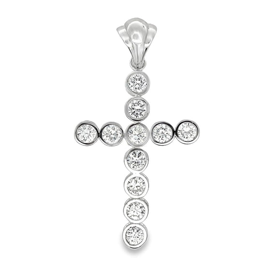 Bezel Set Tennis Cross CZ Iced Out Pendant