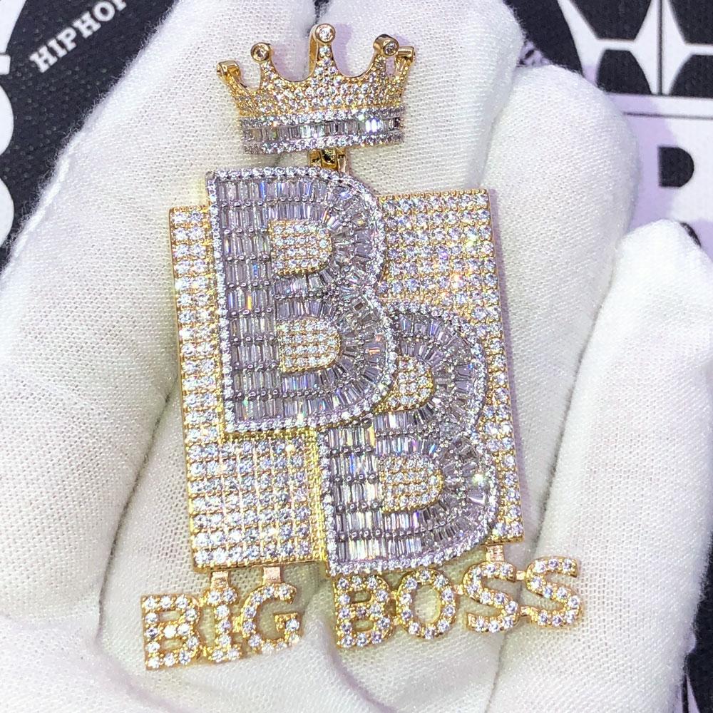 Big Boss Baguette VVS CZ Hip Hop Iced Out Pendant