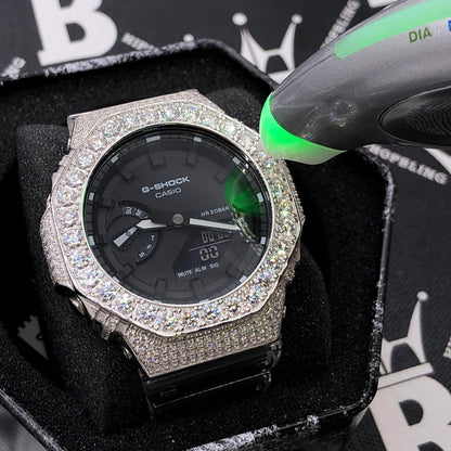 Big Boy Moissanite VVS Iced Out G Shock GA2100 Custom Watch 8.50 Carat