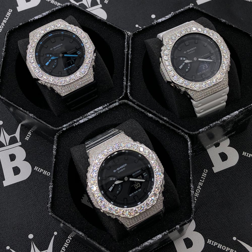 Big Boy Moissanite VVS Iced Out G Shock GA2100 Custom Watch 8.50 Carat