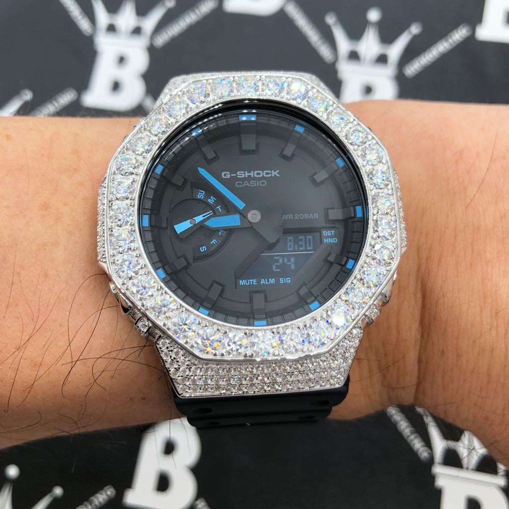 Big Boy Moissanite VVS Iced Out G Shock GA2100 Custom Watch 8.50 Carat