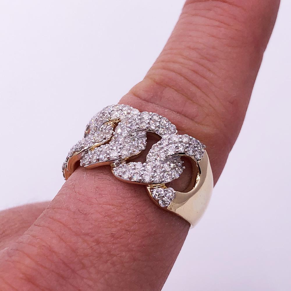 Big Cuban Link Diamond Ring 1.77cttw 10K Yellow Gold