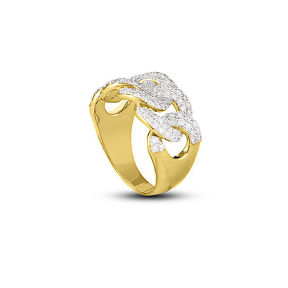 Big Cuban Link Diamond Ring 1.77cttw 10K Yellow Gold