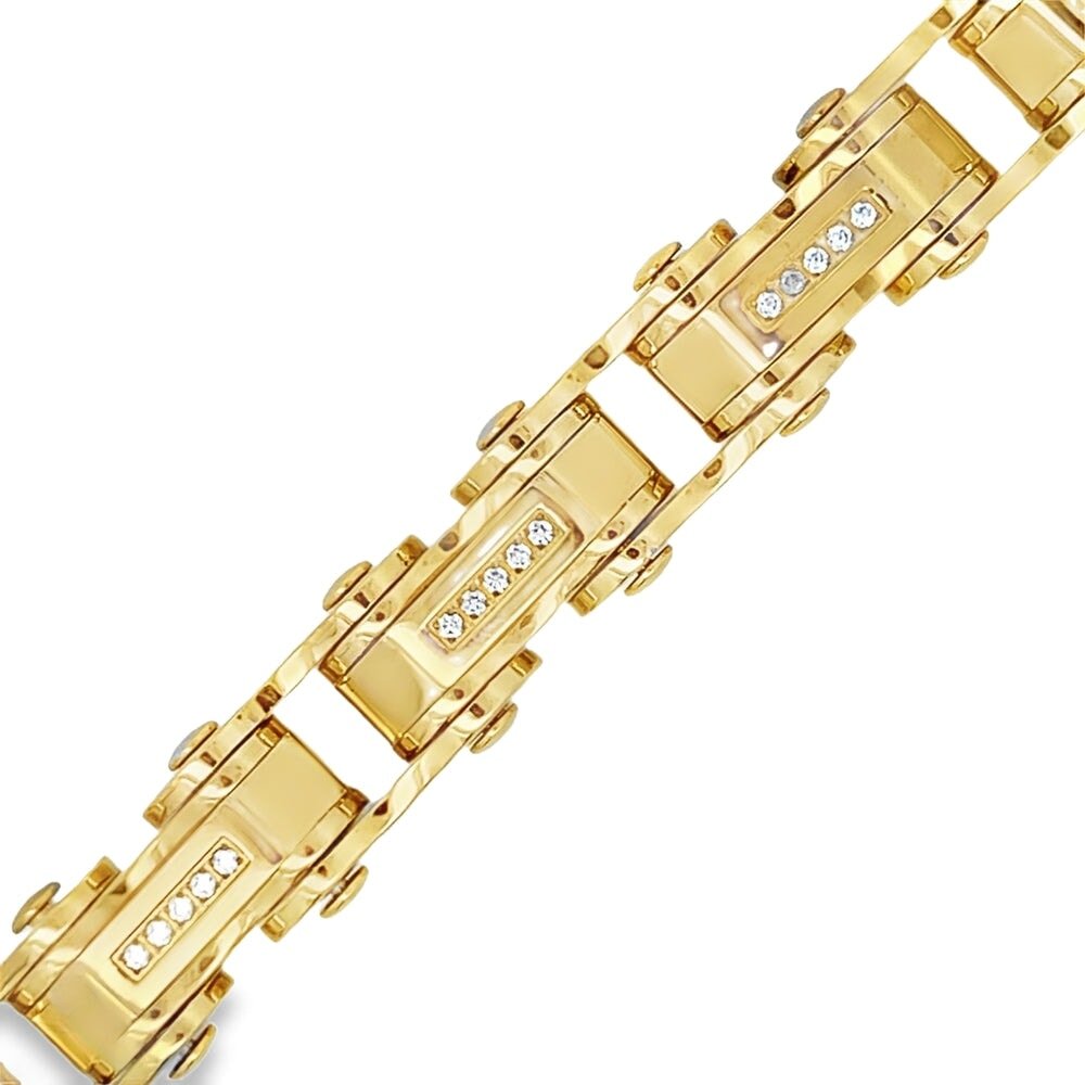 Bike Chain CZ Iced Out Bracelet Stainless Steel