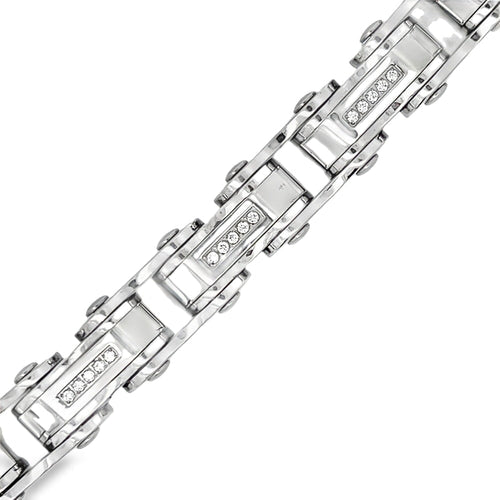 Bike Chain CZ Iced Out Bracelet Stainless Steel