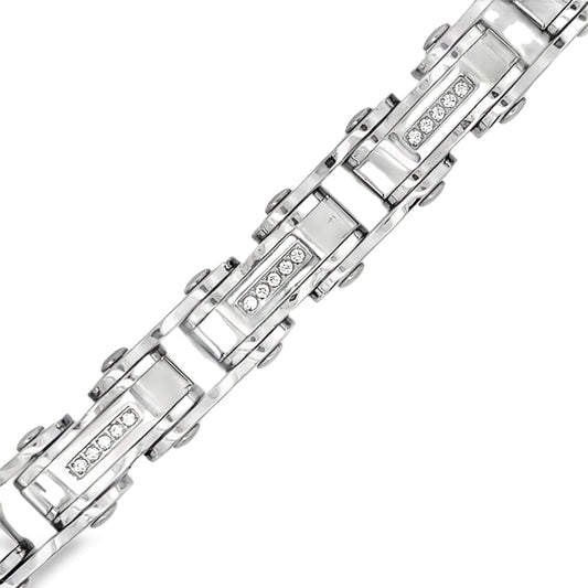 Bike Chain CZ Iced Out Bracelet Stainless Steel