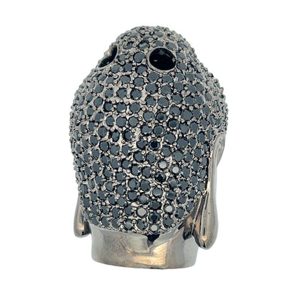 Black 3D Buddha Head CZ Iced Out Pendant