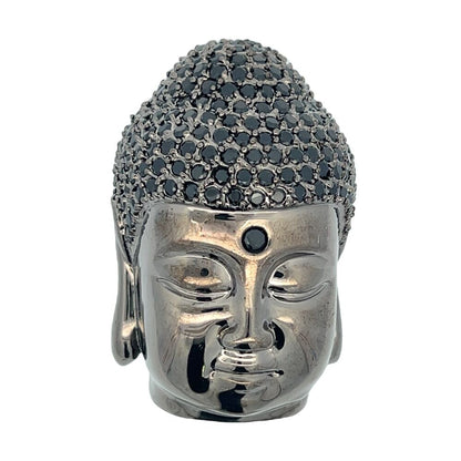 Black 3D Buddha Head CZ Iced Out Pendant