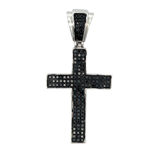 Black 4 Row Cross CZ Iced Out Pendant