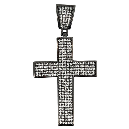 Black 5 Row Cross CZ Iced Out Pendant