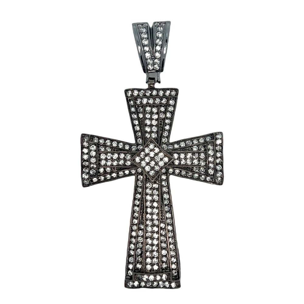 Black Ax Cross CZ Iced Out Pendant
