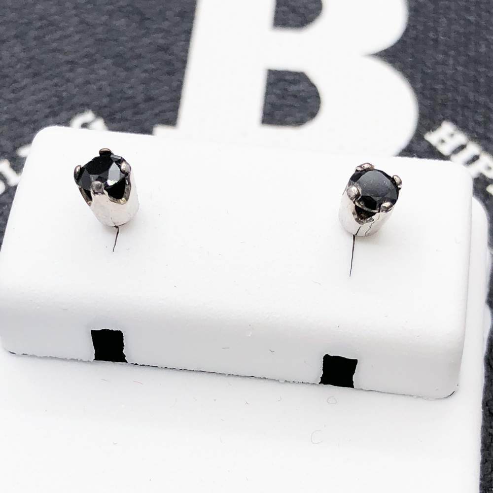 Black Diamond Stud .44cttw Earrings .925 Silver
