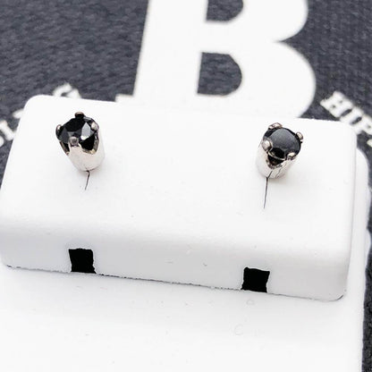 Black Diamond Stud .44cttw Earrings .925 Silver