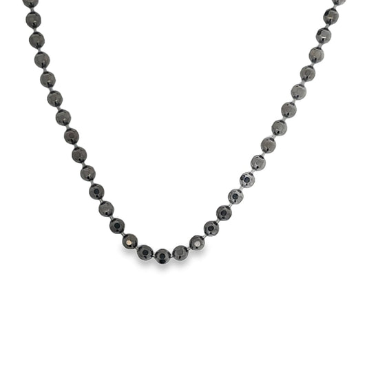 Black Disco Ball Cut 3MM Bead Chain .925 Sterling Silver