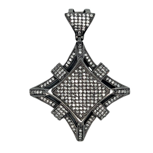 Black Fancy Kite Design CZ Iced Out Pendant