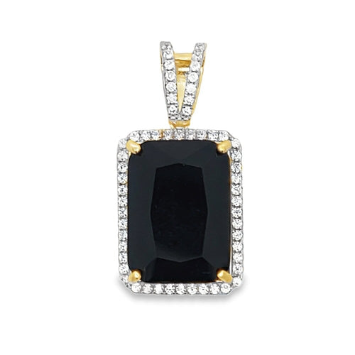 Black Gem CZ Pendant .925 Sterling Silver