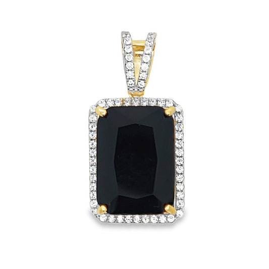 Black Gem CZ Pendant .925 Sterling Silver