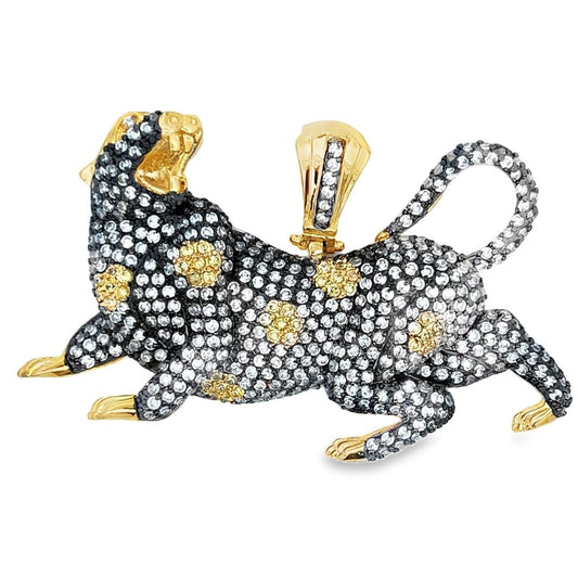Black Gold Panther CZ Iced Out Pendant