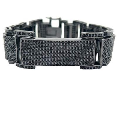 Black ID Icey Link CZ Hip Hop Bracelet