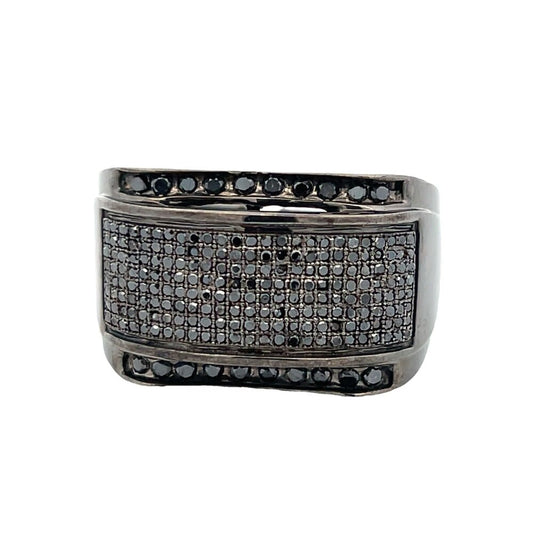 Black Kings .94cttw Diamond Ring .925 Sterling Silver