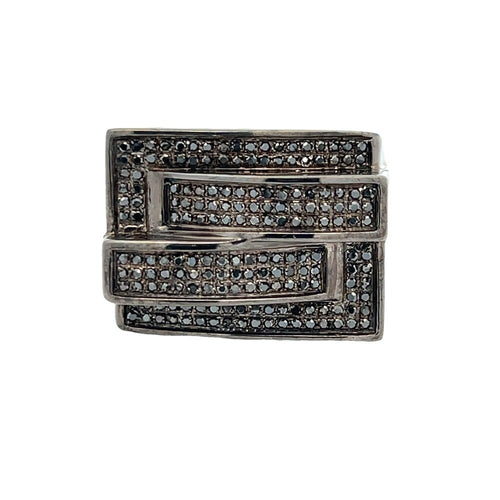 Black Labyrinth .55cttw Diamond Ring .925 Sterling Silver