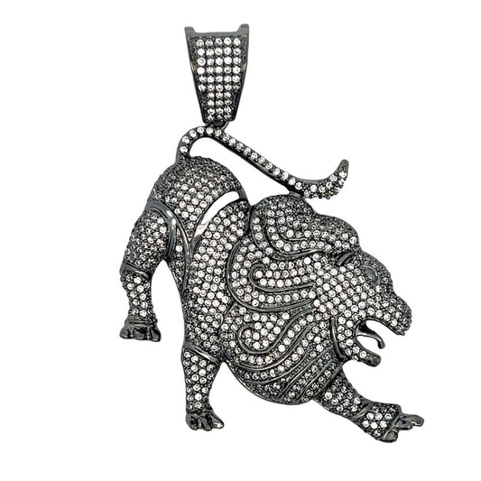 Black Lion CZ Iced Out Pendant