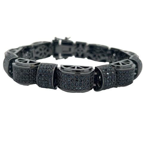 Black Rounded Link CZ Hip Hop Bracelet
