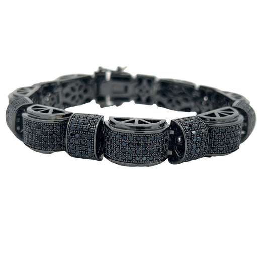 Black Rounded Link CZ Hip Hop Bracelet