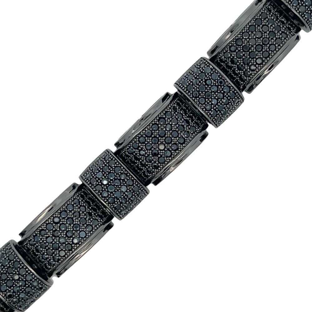 Black Rounded Link CZ Hip Hop Bracelet