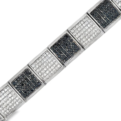 Black & White Cube CZ Iced Out Bracelet .925 Sterling Silver