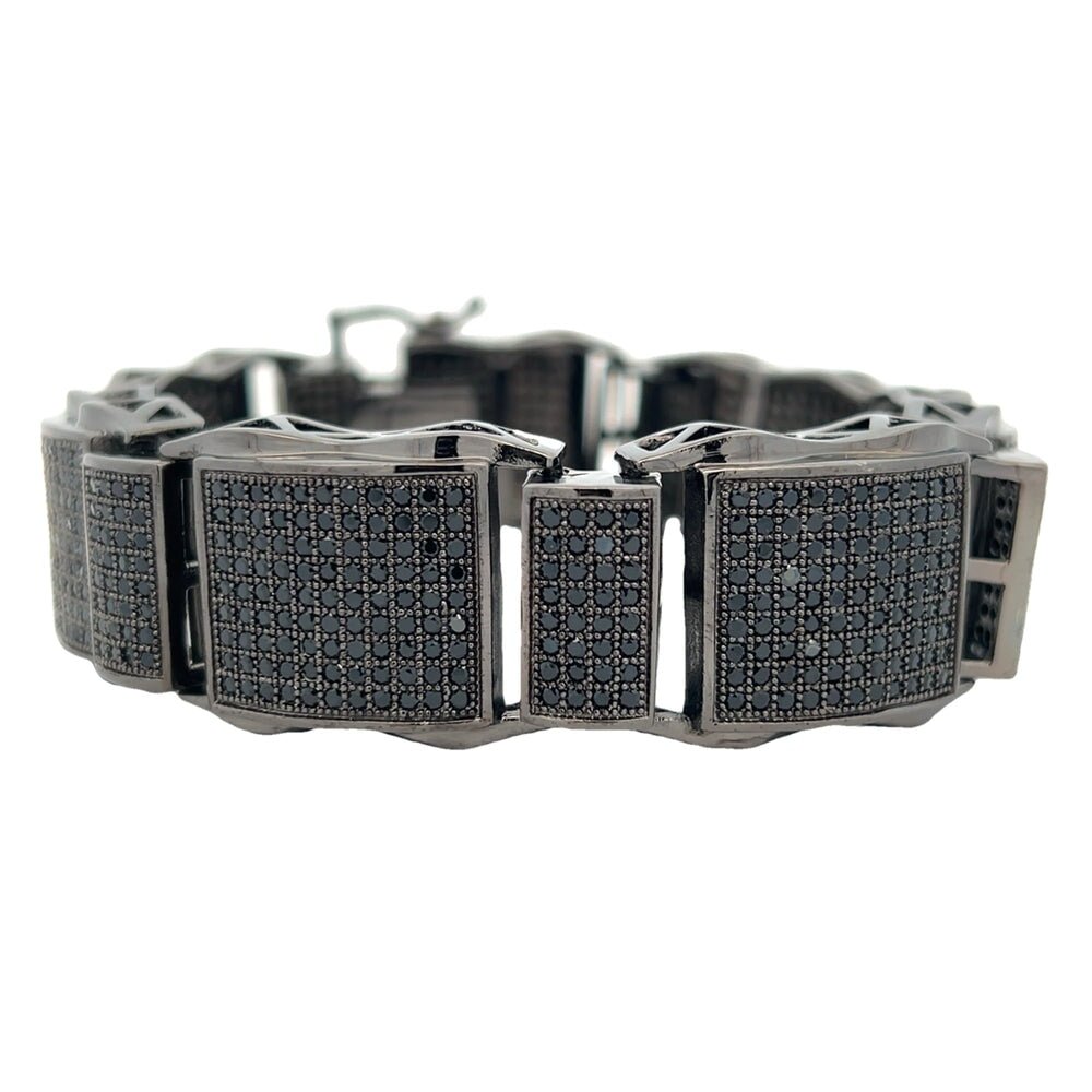 Black XL Wavy CZ Hip Hop Bracelet