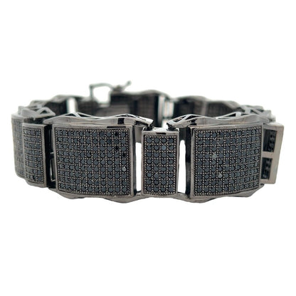 Black XL Wavy CZ Hip Hop Bracelet