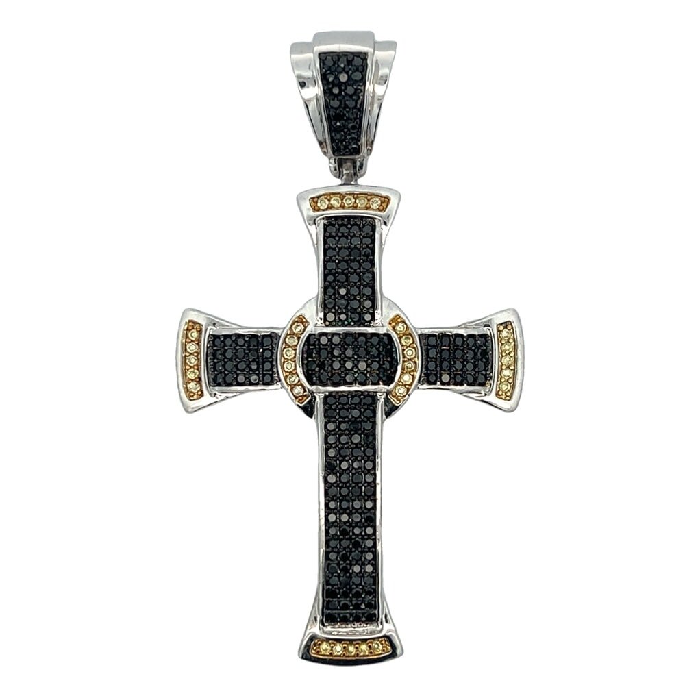 Black & Yellow Circled CZ Iced Out Pendant