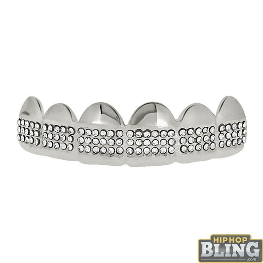 Bling Bling Grillz Silver Teeth Top Triple Row