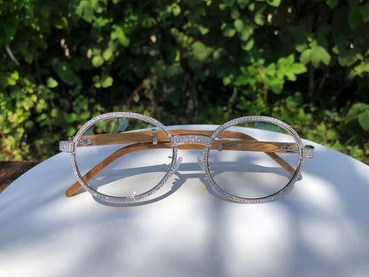 Bling Bling Sunglasses CZ Wooden Frames