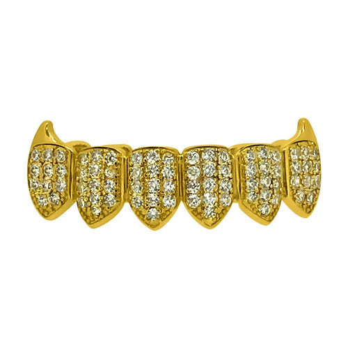 Bling CZ Vampire Fang Gold Hip Hop Grillz Bottom Teeth