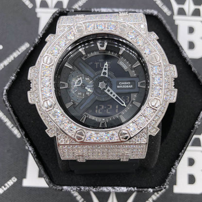 Block 12.25 Carat Moissanite VVS Iced Out G Shock GA110 Custom Watch