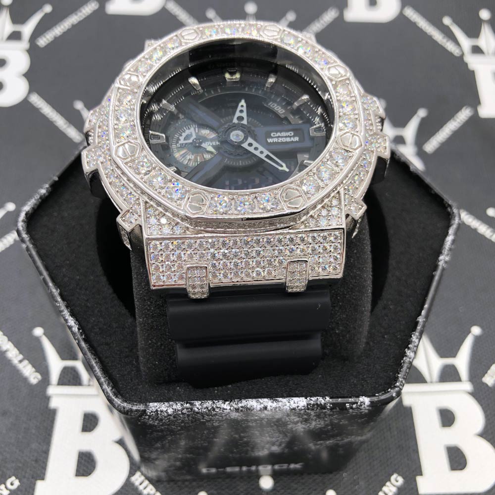 Block 12.25 Carat Moissanite VVS Iced Out G Shock GA110 Custom Watch