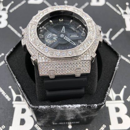 Block 12.25 Carat Moissanite VVS Iced Out G Shock GA110 Custom Watch