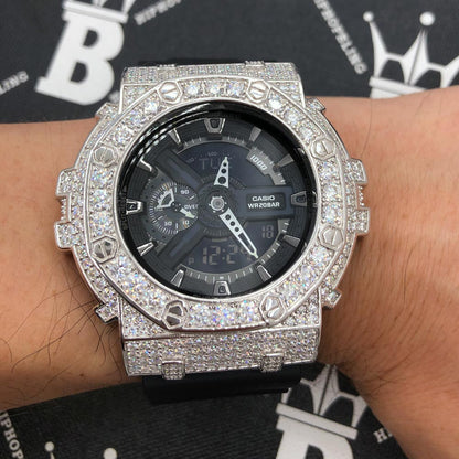 Block 12.25 Carat Moissanite VVS Iced Out G Shock GA110 Custom Watch