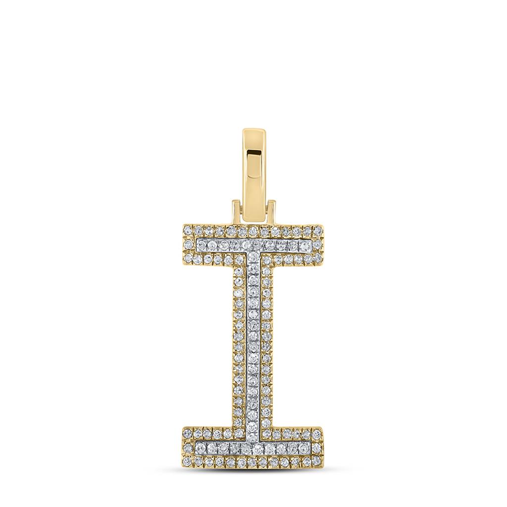 Block 30MM A-Z Letter Initial Diamond Pendant 10K Yellow Gold