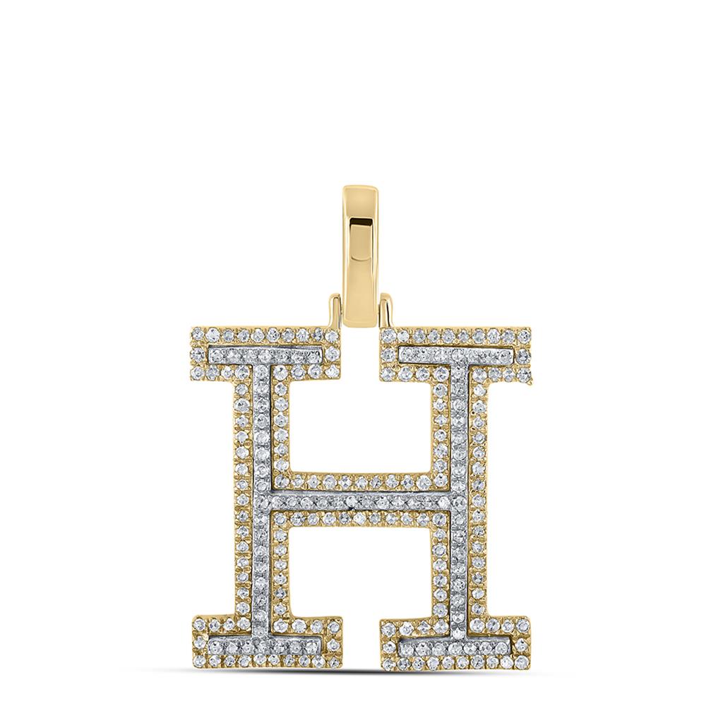 Block 30MM A-Z Letter Initial Diamond Pendant 10K Yellow Gold