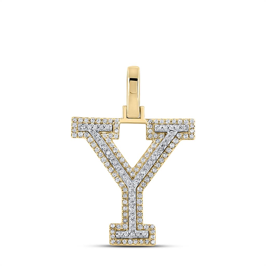 Block 30MM A-Z Letter Initial Diamond Pendant 10K Yellow Gold